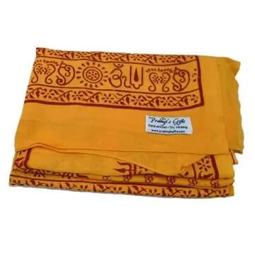 Prabhuji's Gifts Yoga Meditation Prayer Shawl - Mantra Om Yoga Meditation Shawl - Meditation Shawl Wraps for Women and Men - Prayer Shawl - Meditation Accessories - (Yellow, Large)