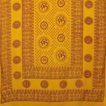 Prabhuji's Gifts Yoga Meditation Prayer Shawl - Mantra Om Yoga Meditation Shawl - Meditation Shawl Wraps for Women and Men - Prayer Shawl - Meditation Accessories - (Yellow, Large)
