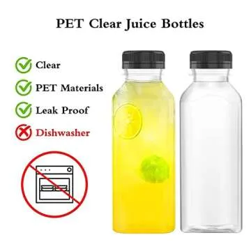 HNXAZG 3 Pcs 17 Oz Plastic Juice Bottles Empty Clear Containers with Tamper Proof Lids for Juice, Milk