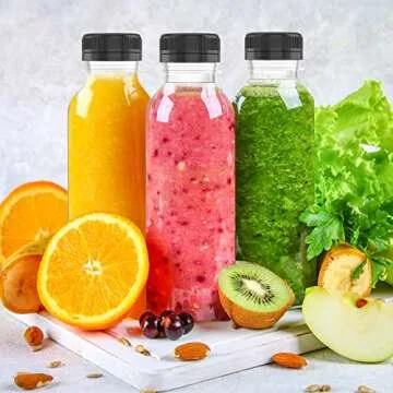 HNXAZG 3 Pcs 17 Oz Plastic Juice Bottles Empty Clear Containers with Tamper Proof Lids for Juice, Milk