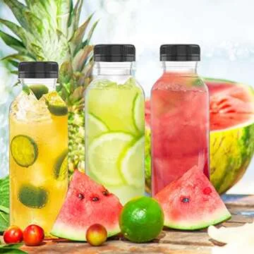 HNXAZG 3 Pcs 17 Oz Plastic Juice Bottles Empty Clear Containers with Tamper Proof Lids for Juice, Milk