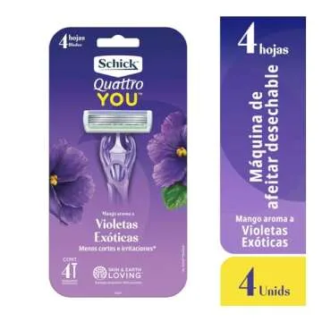 Schick Quattro Women's Exotic Violet Blooms Disposable Razors - 4 Count