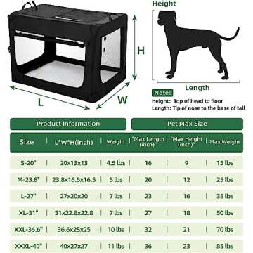 pettycare 20 inch 3-Door Collapsible Dog Crate for Small Dogs Cats, Portable Puppy Travel Crate for ...