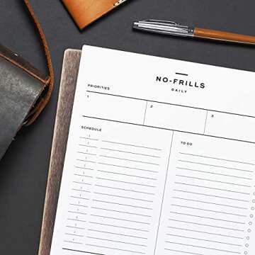 Bliss Collections No-Frills Daily Planner, 50 Undated 8.5 x 11 Tear-Off Sheets, Productivity Tracker for Men or Women, Priority Tracker, Schedule Organizer, to-do List and Note Section Included
