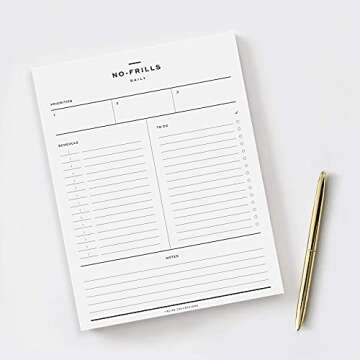 Bliss Collections No-Frills Daily Planner, 50 Undated 8.5 x 11 Tear-Off Sheets, Productivity Tracker for Men or Women, Priority Tracker, Schedule Organizer, to-do List and Note Section Included