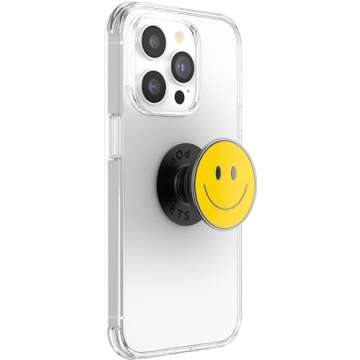 PopSockets Phone Grip with Expanding Kickstand, Enamel Graphic - Be Happy