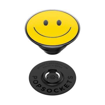 PopSockets Phone Grip with Expanding Kickstand, Enamel Graphic - Be Happy