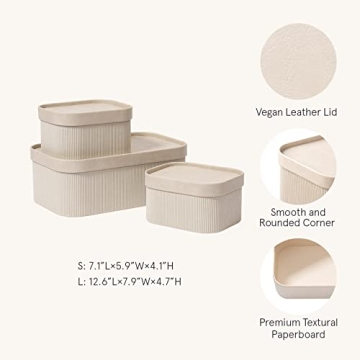 LA JOLIE MUSE Vegan Leather Storage Baskets Set of 3