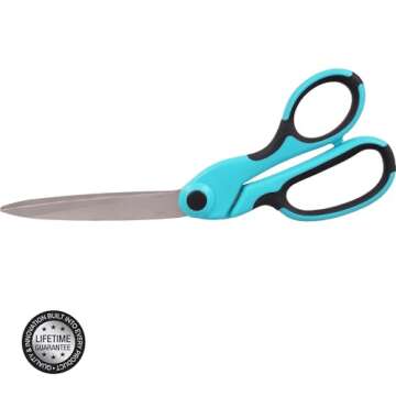 SINGER 00562 9-1/2-Inch ProSeries, Heavy Duty Bent Sewing Scissors, Teal - For Cutting Fabric, Denim, Paper & More (One-Pack)