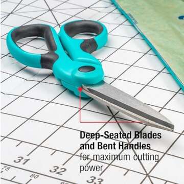 SINGER 00562 9-1/2-Inch ProSeries, Heavy Duty Bent Sewing Scissors, Teal - For Cutting Fabric, Denim, Paper & More (One-Pack)