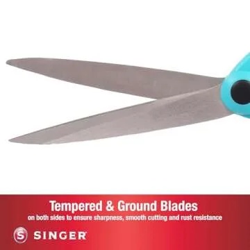 SINGER 00562 9-1/2-Inch ProSeries, Heavy Duty Bent Sewing Scissors, Teal - For Cutting Fabric, Denim, Paper & More (One-Pack)