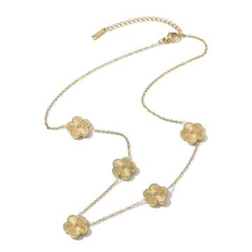 Four Leaf Clover Necklace for Women 14K Gold Plated Stainless Steel Chain Women's Jewelry Gift (18K Gold)