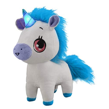 Wish Me Pets - Light Up LED Plush Stuffed Animals - Blue and White Tinks Unicorn with Glowing Horn