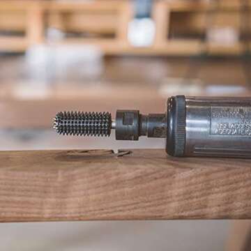 Kutzall Extreme Ball Nose Rotary Burr 1⁄4" Shaft, Very Coarse - Woodworking Attachment for Bosch, DeWalt, Milwaukee. Abrasive Tungsten Carbide 3⁄4"(19mm) Dia. X 1-1⁄8"(28.5mm) Length, BNX-34C