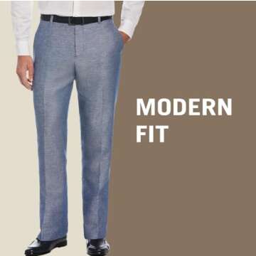 Perry Ellis Modern Fit Linen Dress Pants for Men