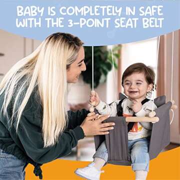 Mass Lumber Indoor Outdoor Baby Swing with 3-Point Harness and Hardware for Ceiling, Porch, Doorway,...