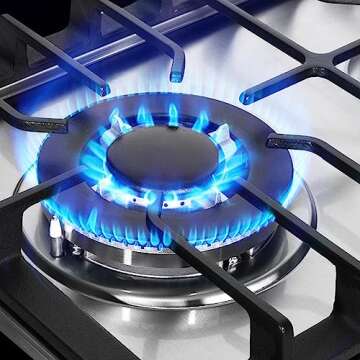 Anlyter 12 Inch Gas Cooktop, 2 Burners Built-in Gas Stovetop Stainless Steel Gas Stove Top Propane/N...