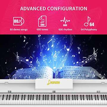 LAGRIMA Digital Piano with Bench - 88 Key Electric Piano for Beginners and Adults