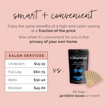 KoluaWax Hard Wax Beads for Hair Removal – Coarse Hair Formula – Face, Brazilian, Underarms, Back Chest, Bikini Waxing – Sea Salt & Surf, 1lb Refill for Wax Warmers & 10 Large Applicator Sticks 2 Pack