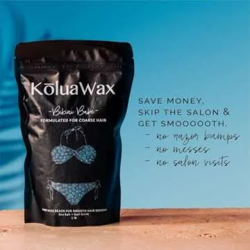 KoluaWax Hard Wax Beads for Hair Removal – Coarse Hair Formula – Face, Brazilian, Underarms, Back Chest, Bikini Waxing – Sea Salt & Surf, 1lb Refill for Wax Warmers & 10 Large Applicator Sticks 2 Pack