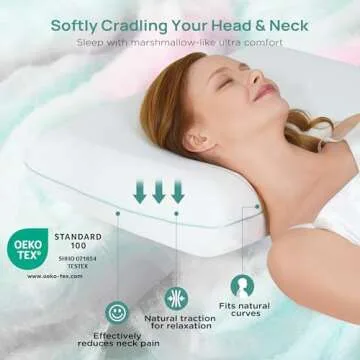 Releep Soft Cooling Pillow, Memory Foam Neck Cervical Pillow, Ergonomic Pillow for Neck Pain Relief, Orthopedic Pillow for Side Sleepers, Contour Pillow for Back Stomach Sleepers, Neck Support Pillow