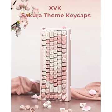 HITIME XVX Keycaps - Pink Cute PBT Keycaps Set for Mechanical Keyboards