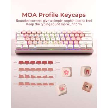 HITIME XVX Pink Cute PBT Keycaps for Custom Mechanical Keyboards