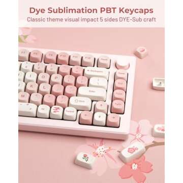 HITIME XVX Pink Cute PBT Keycaps for Custom Mechanical Keyboards