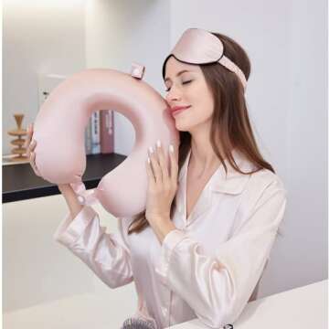 Upgraded Softness 100% Mulberry Silk Neck Pillow for Travel, 22 Momme, Premium Quality