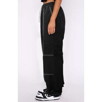 DISCIPBUSH Cargo Pants Women, Stitch Parachute Pants for Women, Rave Pants Y2K Pants, Festival Outfi...
