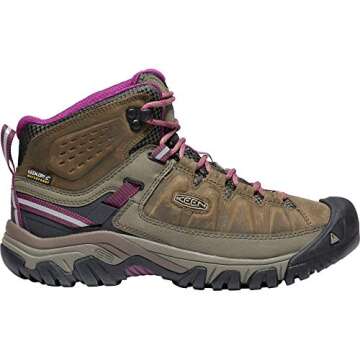 KEEN Women's Targhee 3 Mid Height Waterproof Hiking Boots, Weiss/Boysenberry, 9