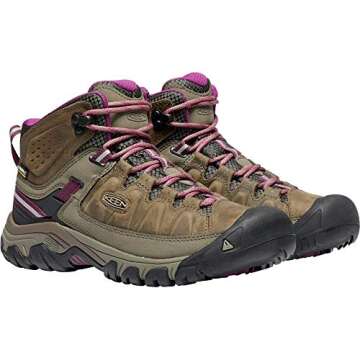 KEEN Women's Targhee 3 Mid Height Waterproof Hiking Boots, Weiss/Boysenberry, 9