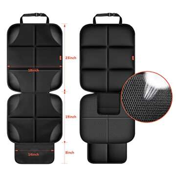 XHYANG Car Seat Protector 1 Pack Car Seat Cushion Mat Thickest Padding,Waterproof 600D Fabric Car Seat Covers for Non-Slip Backing Mesh Pockets for Baby and Pet (1 Seat Protector)