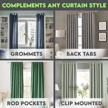 gb Home Collection Adjustable Silver Curtain Rods for Windows 48 to 84 Inch (4-7 Feet), Silver Curta...