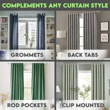 gb Home Collection Adjustable Silver Curtain Rods for Windows 48 to 84 Inch (4-7 Feet), Silver Curta...