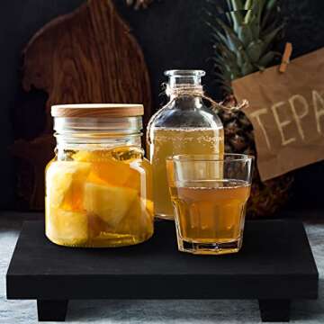 Wood Riser Tray Soap, Stand Soap Tray for Kitchen Sink, Wood Pedestal for Kitchen Counter Sink Stand Decorative Rustic Bathroom Dishes Plant Bottles Candles Display(9 x 6 Inch,Black)