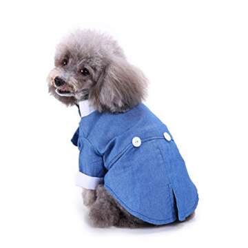 GabeFish Pets Blue Wedding Jackets Suit for Dogs with Blue Bow Tie Puppy Cat Formal Clothes Shirt Tuxedo Blue Large