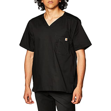 Carhartt Men's Solid Ripstop Black Medical Scrubs Shirt - 2X US Fit