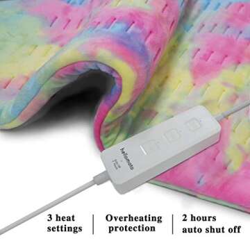 Tie Dye Heating Pad for Back Pain Relief - 3 Heat Settings