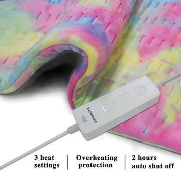 Tie Dye Heating Pad for Back Pain Relief - 3 Heat Settings