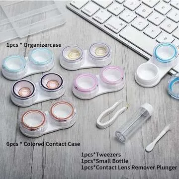 ofone 6 Pack Clear Contact Lens Case, Portable Contact Lenses Cases with Tweezers Remover Tool Solution Bottle Contacts Soak Storage Container Kit for Travel Home