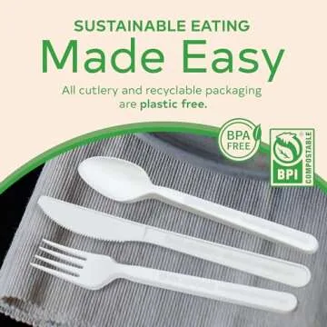 Treeatery - Compostable Cutlery Set, Plant-Based Compostable Utensils Disposable, Dishwasher-Safe Compostable Silverware, 380-Piece Disposable Cutlery, Plant a Tree with Every Box, Ivory White