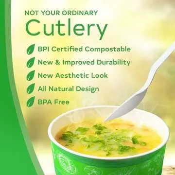 Treeatery - Compostable Cutlery Set, Plant-Based Compostable Utensils Disposable, Dishwasher-Safe Compostable Silverware, 380-Piece Disposable Cutlery, Plant a Tree with Every Box, Ivory White