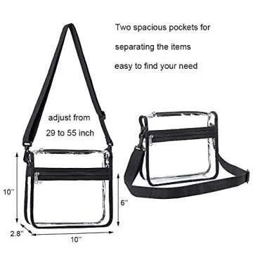 Edraco Clear Crossbody Purse Bag - Stadium Approved, Gym Clear Shoulder Tote Bag with Front Pocket and Adjustable Strap for Women, Men
