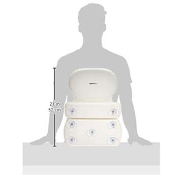 Amazon Basics Bath Tub Neck Pillow with Suction Cups, Waterproof, 3-Panel, Off-white