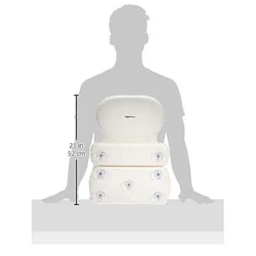 Amazon Basics Bath Tub Neck Pillow with Suction Cups, Waterproof, 3-Panel, Off-white