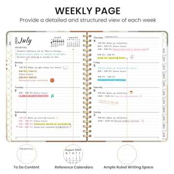 Planner 2024-2025, Academic Year Monthly and Weekly Calender Planner 6.3" x 8.5" - 12 Months (Jul 2024 - Jun 2025), Hardcover Spiral Bound School Teacher Student Planner with monthly Tabs, Inner Pocket-Abstract Botanical