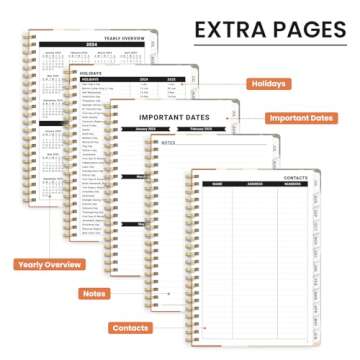 Planner 2024-2025, Academic Year Monthly and Weekly Calender Planner 6.3" x 8.5" - 12 Months (Jul 2024 - Jun 2025), Hardcover Spiral Bound School Teacher Student Planner with monthly Tabs, Inner Pocket-Abstract Botanical