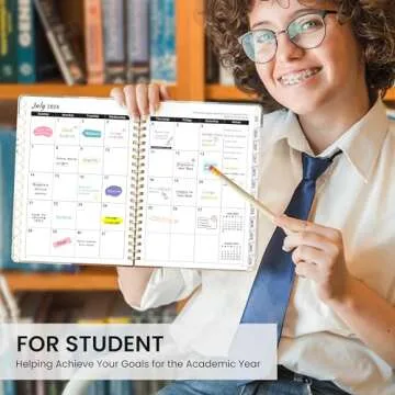 Planner 2024-2025, Academic Year Monthly and Weekly Calender Planner 6.3" x 8.5" - 12 Months (Jul 2024 - Jun 2025), Hardcover Spiral Bound School Teacher Student Planner with monthly Tabs, Inner Pocket-Abstract Botanical