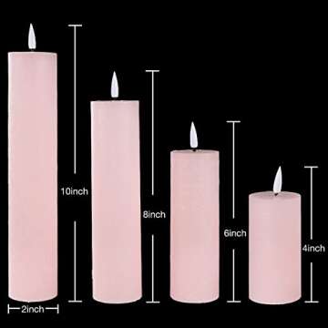 Duduta Slim Tall Pink Flameless Pillar Candles Set